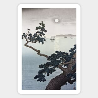 Full Moon at Akashi Beach by Tsuchiya Koitsu Sticker